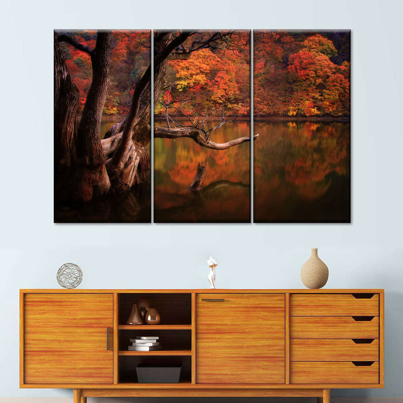 Orange Autumn Lake Wall Art