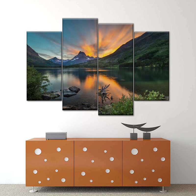 Swiftcurrent Sunset Lake Wall Art