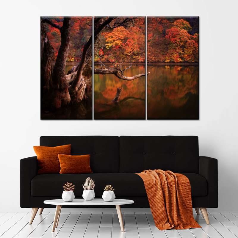 Orange Autumn Lake Wall Art