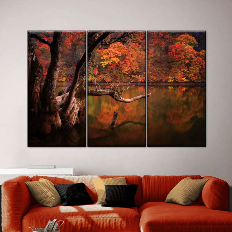 Orange Autumn Lake Wall Art