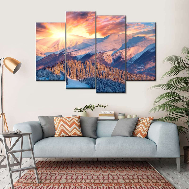 Snowy Mountain Sunrise Wall Art