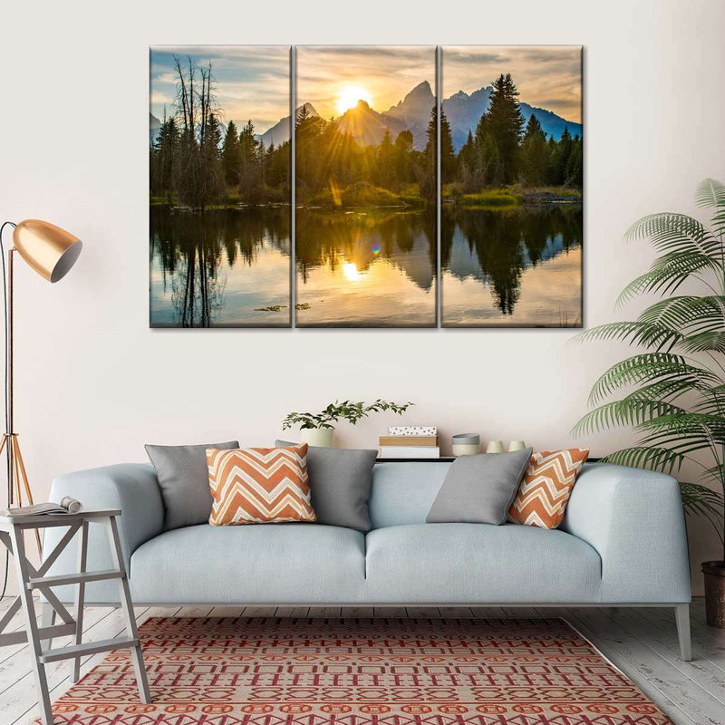 Grand Teton Dramatic Sunset Wall Art