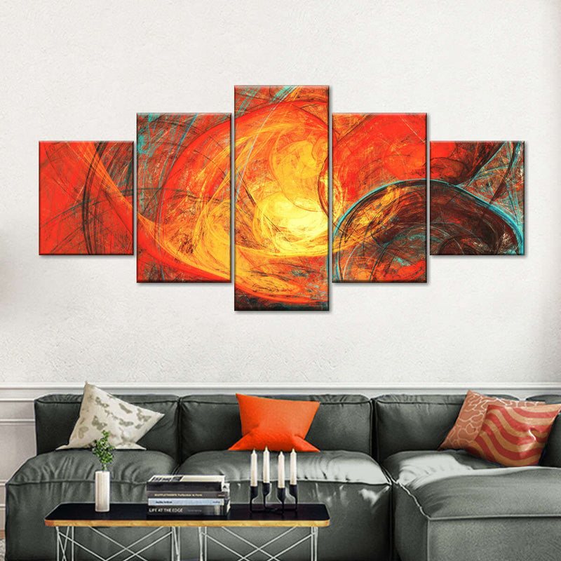 Flaming Sun Dynamic Abstract Wall Art