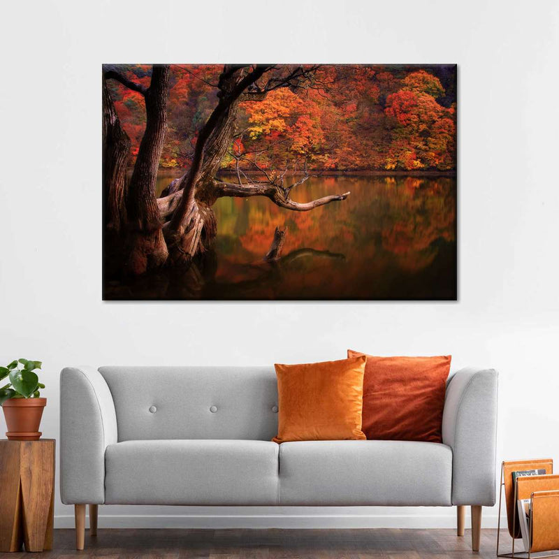 Orange Autumn Lake Wall Art