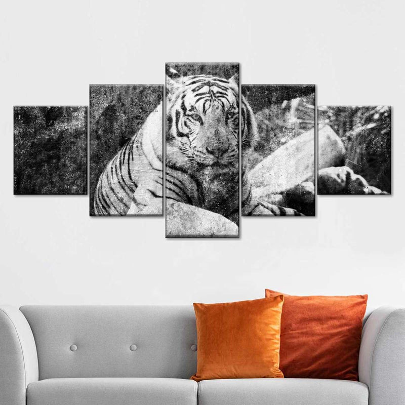 Textured White Tiger Wall Art