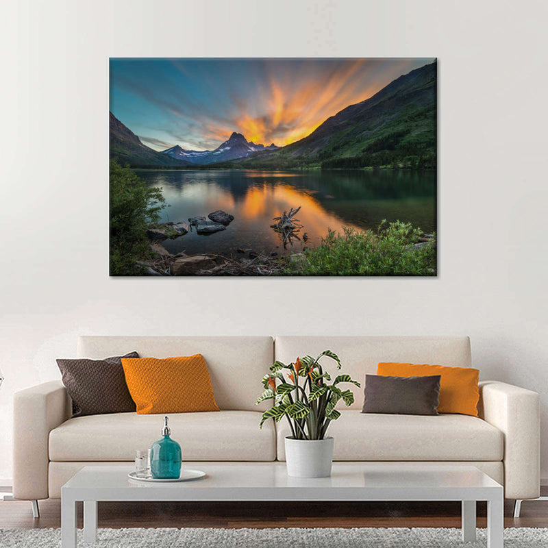 Swiftcurrent Sunset Lake Wall Art