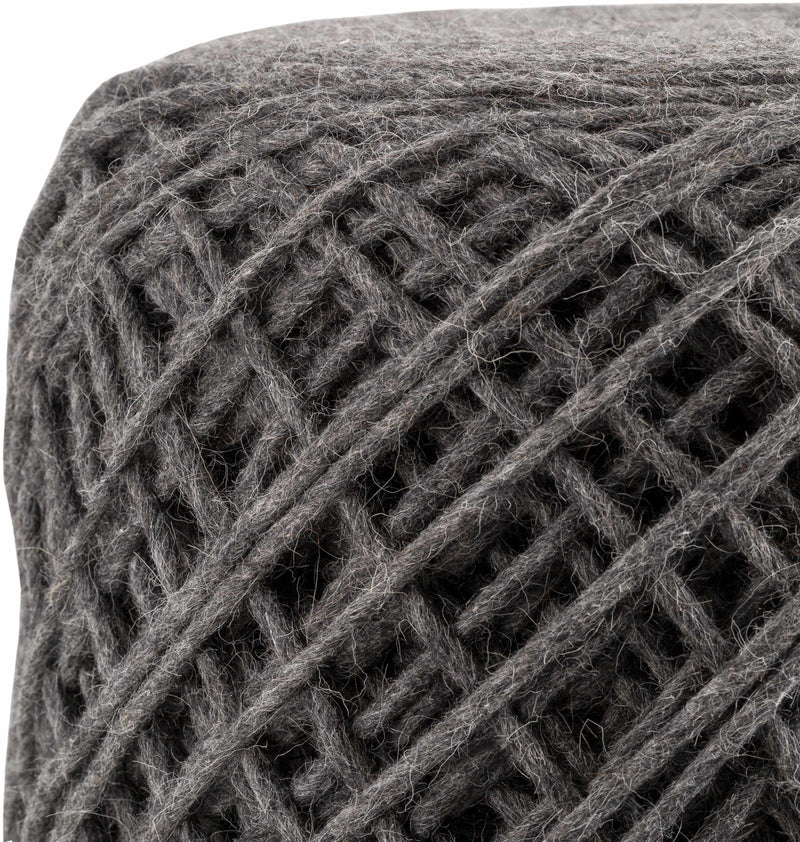 Moapa Charcoal Wool Pouf