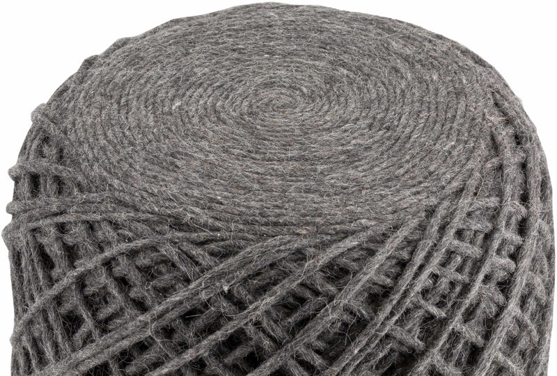 Moapa Charcoal Wool Pouf
