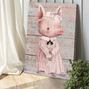 Simple Ribbon Dress Pig Canvas Wall Art