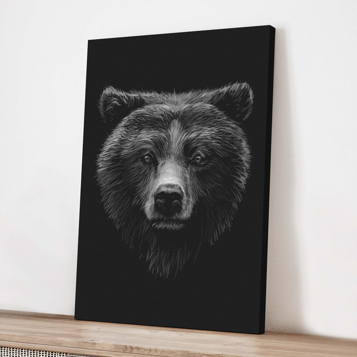 Animals Forest Bear Monochrome Canvas Wall Art, photo 3 of 7