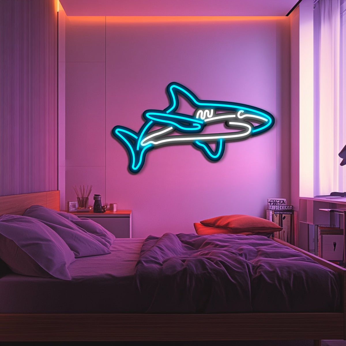 Shark Metal Neon Wall Art- LN0216, photo 2 of 5