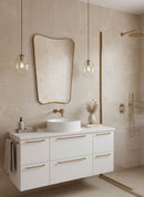 Curved Antiqued Brass Mirror - Butterfly Frame Wall Mirror