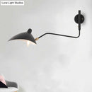 GobekUsa Modern 1/2-Light Wall Sconce with Curved Arm & Metallic Shade - Black/White Wall Mounted Lamp for Living Room