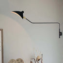 GobekUsa Modern 1/2-Light Wall Sconce with Curved Arm & Metallic Shade - Black/White Wall Mounted Lamp for Living Room