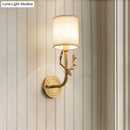 GobekUsa Modern 1/2 Lights Wall Sconce with Fabric Shade - Black/Gold Cylinder Wall Mount Fixture featuring Metal Antler