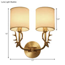 GobekUsa Modern 1/2 Lights Wall Sconce with Fabric Shade - Black/Gold Cylinder Wall Mount Fixture featuring Metal Antler