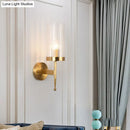 GobekUsa Modern 1-Head Fluted Glass Wall Lamp with Gold Finish - Perfect for Living Room