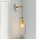 GobekUsa Modern 1-Head Gold Wall Mount Light for Bedside - Clear Glass Capsule Sconce Fixture