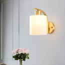 GobekUsa Modern 1-Light Brass Cylinder Sconce with Milk Glass Shade - Wall Lighting Fixture