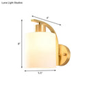 GobekUsa Modern 1-Light Brass Cylinder Sconce with Milk Glass Shade - Wall Lighting Fixture
