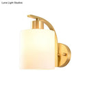 GobekUsa Modern 1-Light Brass Cylinder Sconce with Milk Glass Shade - Wall Lighting Fixture