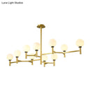 GobekUsa Modern 10-Head Orbit Chandelier Pendant, White Glass, Black/White/Gold, for Living Room Island Lighting