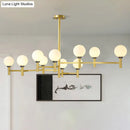 GobekUsa Modern 10-Head Orbit Chandelier Pendant, White Glass, Black/White/Gold, for Living Room Island Lighting