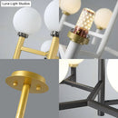 GobekUsa Modern 10-Head Orbit Chandelier Pendant, White Glass, Black/White/Gold, for Living Room Island Lighting