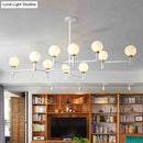 GobekUsa Modern 10-Head Orbit Chandelier Pendant, White Glass, Black/White/Gold, for Living Room Island Lighting