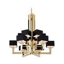 GobekUsa 12-Light Chrome Chandelier with Black Shades - 37x37 inches