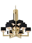 GobekUsa 12-Light Chrome Chandelier with Black Shades - 37x37 inches
