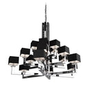 GobekUsa 12-Light Chrome Chandelier with Black Shades - 37x37 inches