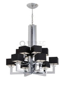 GobekUsa 12-Light Chrome Chandelier with Black Shades - 37x37 inches