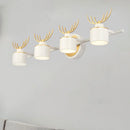 GobekUsa Modern 2/3/4-Light White Cylindrical Vanity Lighting with Antler Design - Natural Light, LED Wall Mounted Fixture