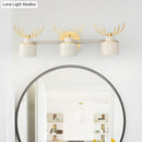 GobekUsa Modern 2/3/4-Light White Cylindrical Vanity Lighting with Antler Design - Natural Light, LED Wall Mounted Fixture
