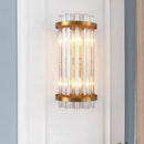 GobekUsa Modern 2-Head Tri-Sided Crystal Rod Cylinder Wall Mount Sconce Light Fixture in Black/Gold