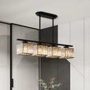 GobekUsa Modern 3/4-Light Square Hanging Ceiling Fixture with Clear Crystal in Black/Gold for Dining Room