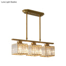 GobekUsa Modern 3/4-Light Square Hanging Ceiling Fixture with Clear Crystal in Black/Gold for Dining Room