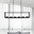 GobekUsa Modern 3/5/6-Light Island Pendant with White Glass, Black Metal Frame - Perfect for Kitchen Lighting