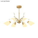 GobekUsa Modern 3/6 Bulbs Gold Hanging Chandelier with White Glass Shade