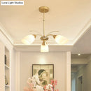 GobekUsa Modern 3/6 Bulbs Gold Hanging Chandelier with White Glass Shade