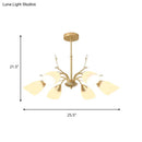 GobekUsa Modern 3/6 Bulbs Gold Hanging Chandelier with White Glass Shade