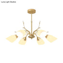 GobekUsa Modern 3/6 Bulbs Gold Hanging Chandelier with White Glass Shade