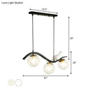 GobekUsa Modern 3-Head Black Island Pendant Lamp with Clear/White Glass Shades and Pigeon Decor