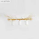 GobekUsa Modern 3-Head White Glass Pendant Light with Gold/Silver Branch - Cylinder Ceiling Island Fixture