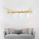 GobekUsa Modern 3-Head White Glass Pendant Light with Gold/Silver Branch - Cylinder Ceiling Island Fixture
