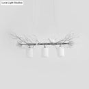 GobekUsa Modern 3-Head White Glass Pendant Light with Gold/Silver Branch - Cylinder Ceiling Island Fixture