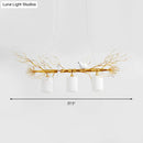GobekUsa Modern 3-Head White Glass Pendant Light with Gold/Silver Branch - Cylinder Ceiling Island Fixture