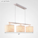 GobekUsa Modern 3-Headed Fabric Island Light Fixture for Kitchen - Square/Drum Style, White Hanging Ceiling Light