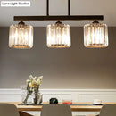 GobekUsa Modern 3-Light Crystal Island Pendant in Clear Shade for Dining Room Table